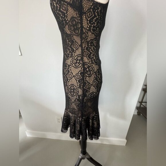 Dress the Population Black & Beige V-Neck Midi Dress - Size Small - Picture 16 of 16